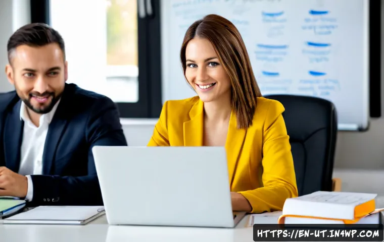범용 역량과 직무 만족도의 관계 - Photorealistic modern office scene, confident mid-career professional using versatile skills across ...